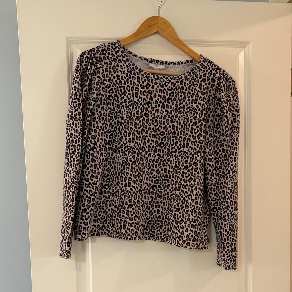 LOFT Leopard Print Long Sleeve Top